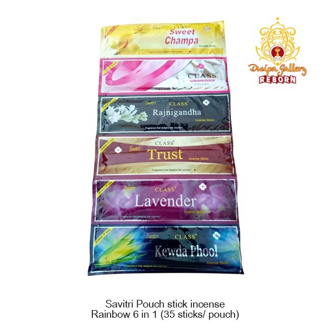 Dupa/Hio Wangi Harum India Savitri Pouch Stick Incense Rainbow 6 in 1