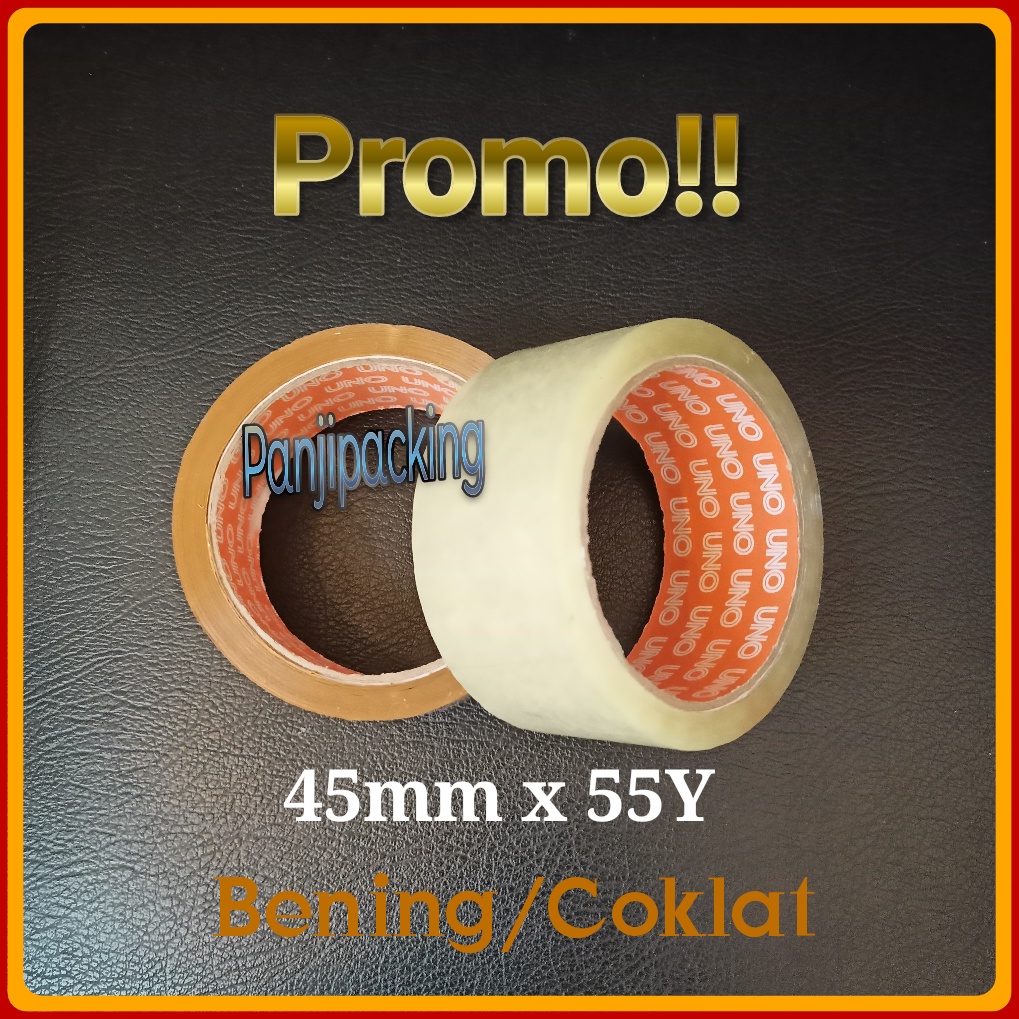 

Lakban Bening / Coklat 45mm x 55Yard 2 inch Solatip Murah Solasi Rekat