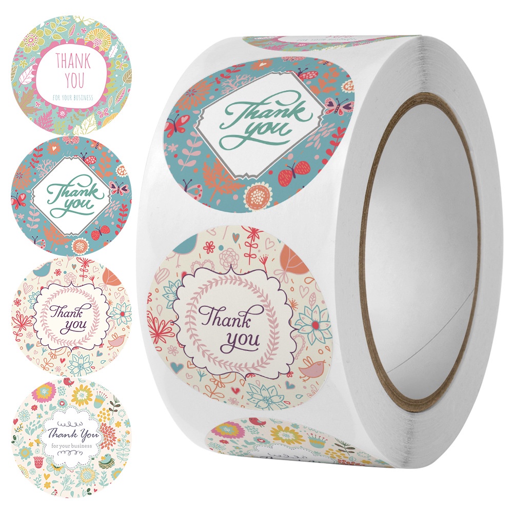

50pcs Doodle Flower Thank You Sticker Stiker Terima Kasih untuk Online Shop Packing Label Sticker Packaging Seal Segel