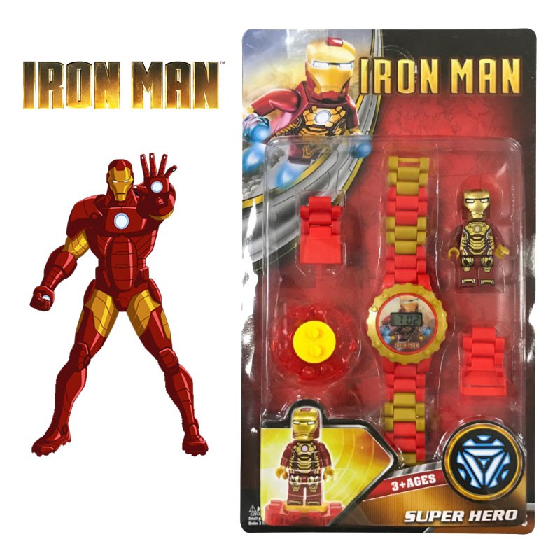Mainan Anak Bayi Belajar Edukasi Jam Tangan Lego Brick Marvel The Avengers Iron Man