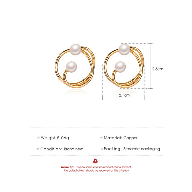 LRC Anting Tusuk Fashion Kc Gold Geometric Pearl Knotted P85856