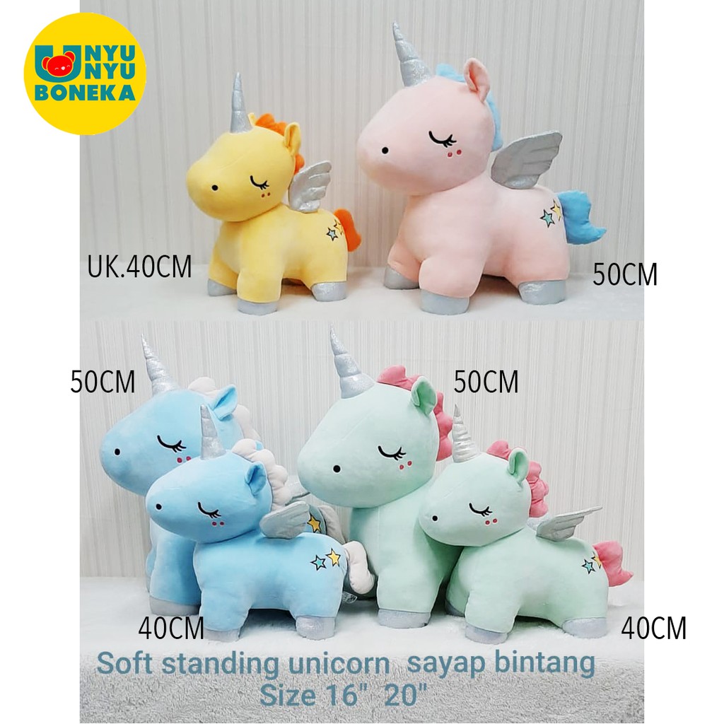 Boneka soft Unicorn Sayap Import 40cm Kuda pony