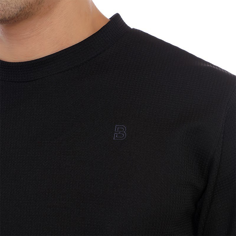 BlueButton Neck T-Shirt Black