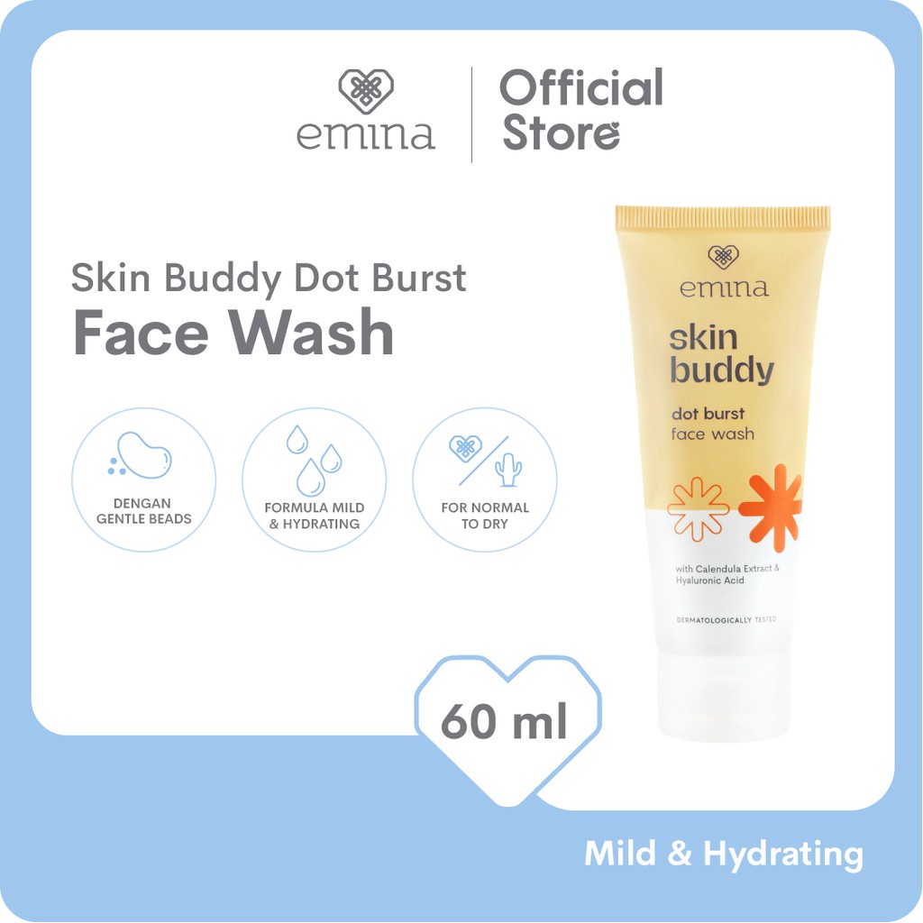 Emina Skin Buddy Dot Burst Face Wash 60 ml - Pembersih Wajah Gel Mild &amp; Hydrating BISA COD