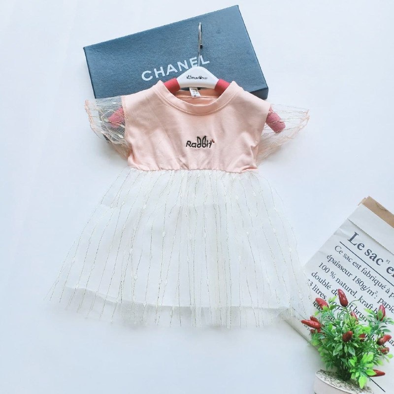 Promo !! dress anak bayi perempuan - Dress rabbit lace tile simple import uk 6bln-2th