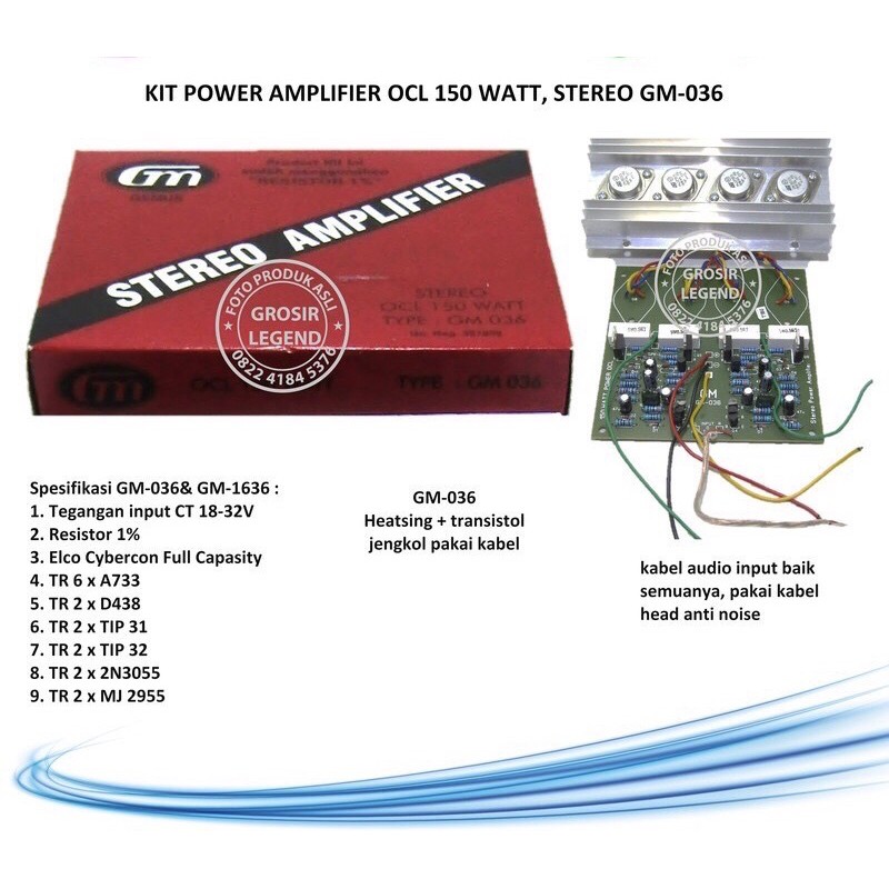 Kit power amplifier ocl 150W stereo GM 036