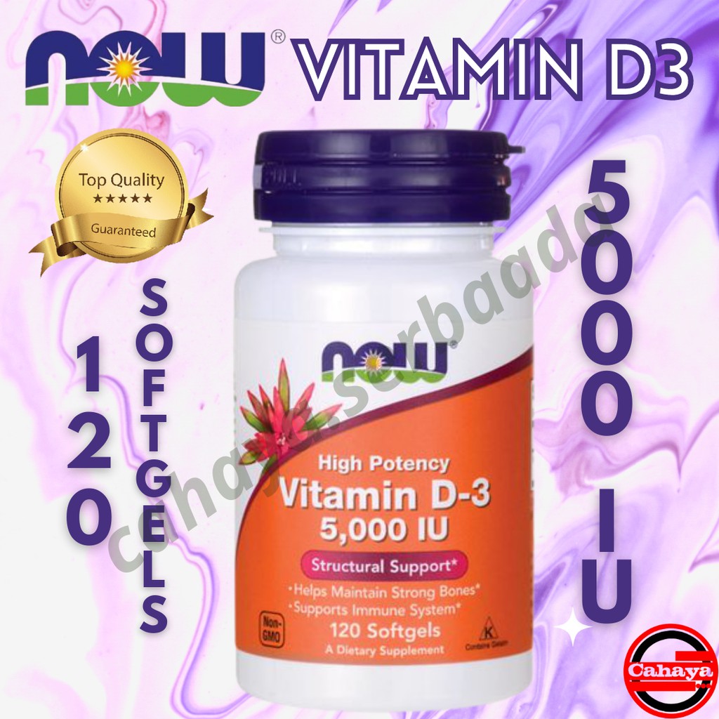 NOW Foods Vitamin D3 5000 IU 120 Softgels Vitamin D NOW Vitamin D Now Foods