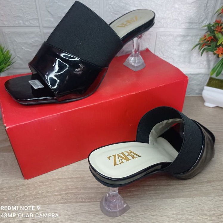 Sendal high heels hak kaca setilletto  sendal heels hak kaca 7cm