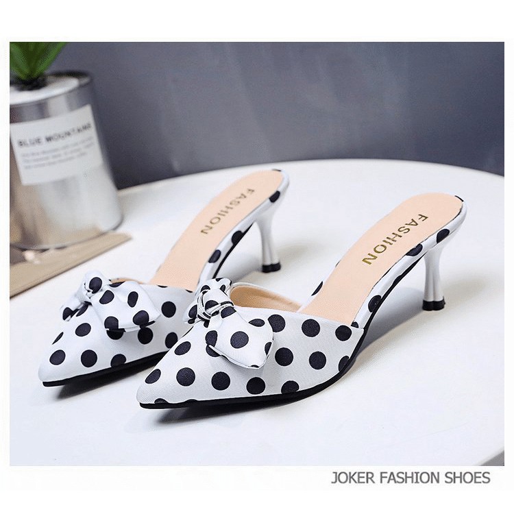 Sandal High Heels Polkadot | Sendal Hak Tinggi Cewek Import Fashion Korea Perempuan Terbaru SH-006