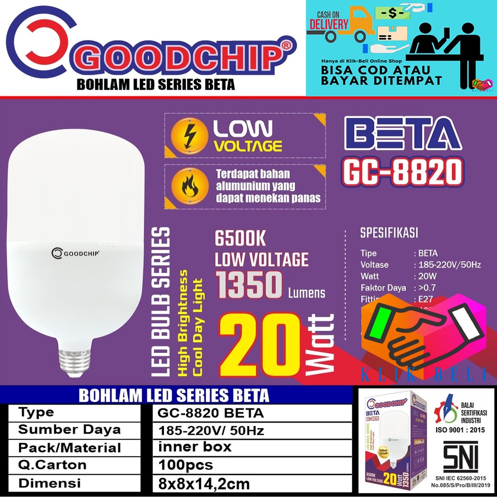 Bohlam LED Goodchip Series Beta Lampu Bulb Putih 5W / 10W / 15W / 20W / 30W