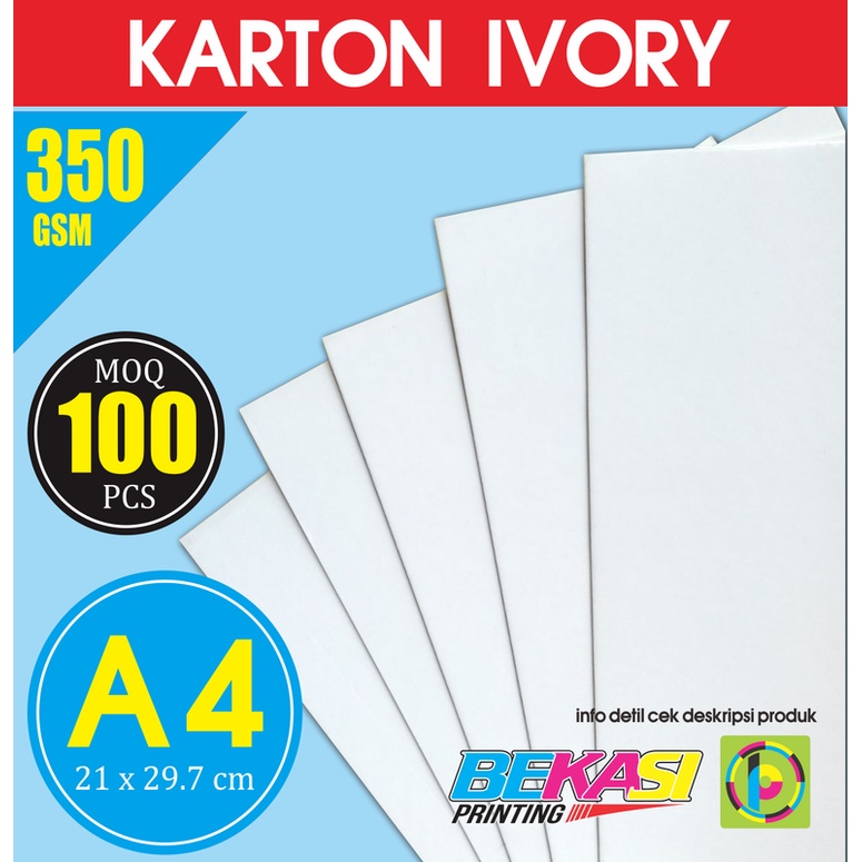 

Karton Carton IVORY 350 GSM Ukuran A4 21x29.7 cm isi 100 Lembar