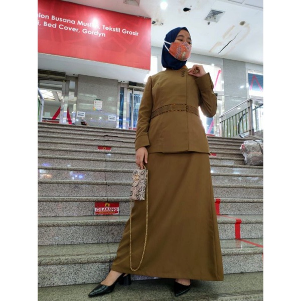 blazer Princessfa / blazer kerah sanghai pemda wanita PNS khaki tua rok A