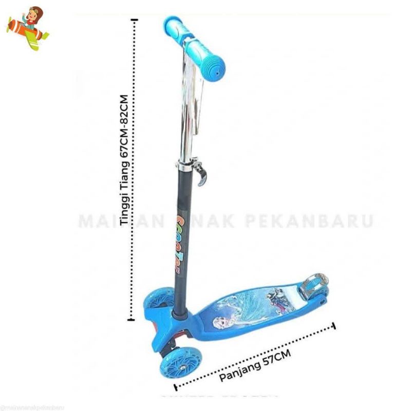 Mainan Anak Skuter Scooter Otoped Karakter Frozen Princess Spiderman Avengers Bisa Sampai Berat 20 K