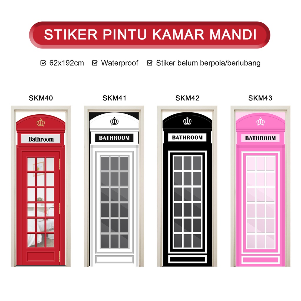 Wallpaper sticker pintu kamar mandi toilet Stiker anti air