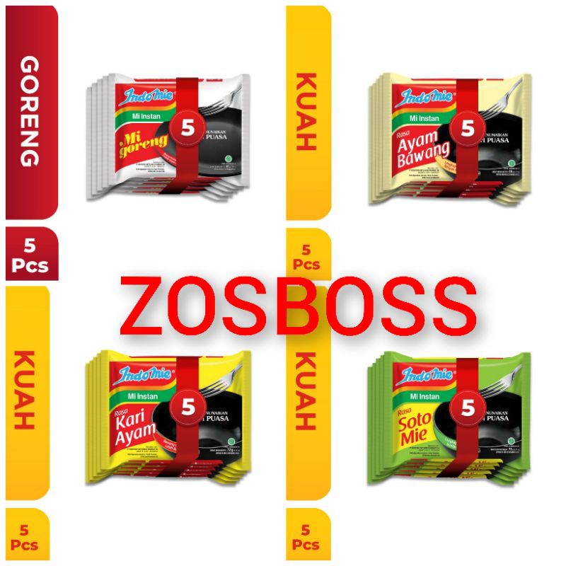 

5 pcs - Indomie goreng / Indomie ayam bawang / Indomie kari / Indomie soto