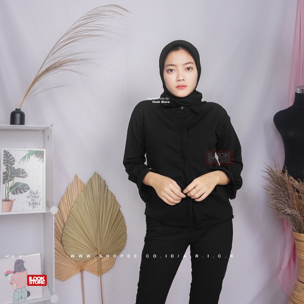 ilook | Blouse Keyra | Fashion Wanita | Bahan Creap - Fit to L-Keyra - Hitam