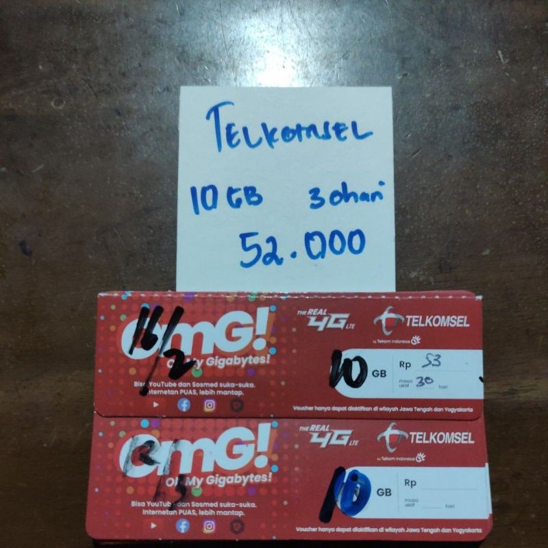 Voucher fisik Telkomsel 10GB 30hari