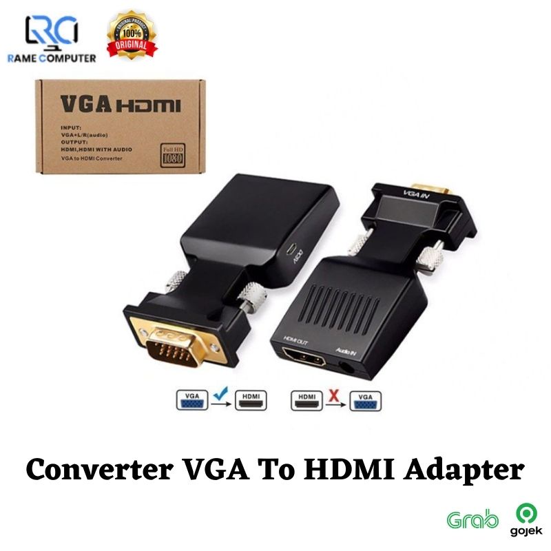 Converter Vga to Hdtv / Hdmi with Audio connector - vga male to hdtv female converter