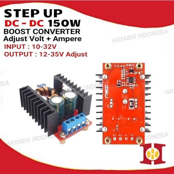 DC DC Step Up 150W 10-32V to 12-35V 10A Volt dan Amper Adjust