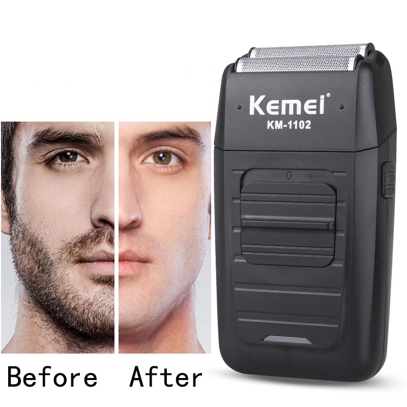 Kemei Alat Cukur Elektrik Rechargeable Cordless Shaver for Men - KM-1102 - Black