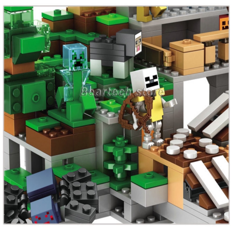 minecraft the mountain cave fit lego 21137 building block with action figures my world bricks set gifts toys