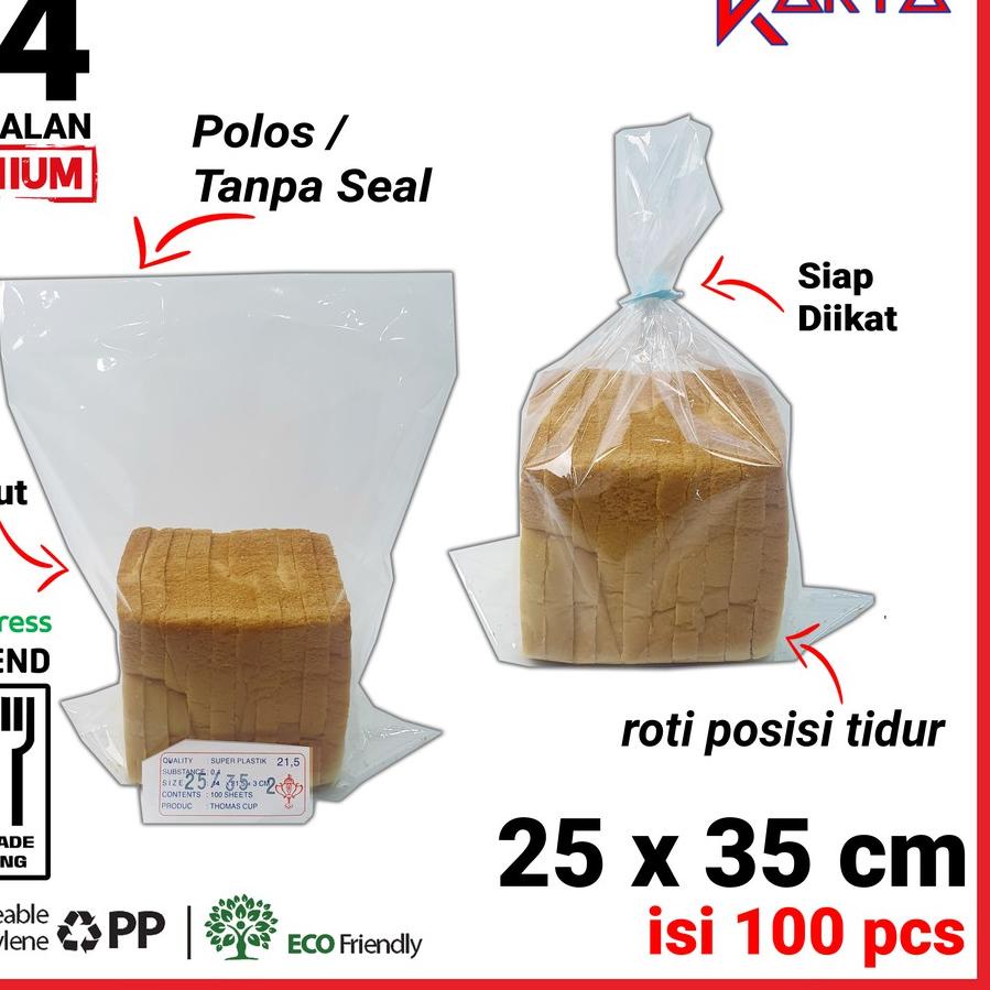 

☪ 25x35 cm Plastik OPP TEBAL (POLOS/Tanpa LEM) | Plastik Roti Tawar 370 gr | Kemasan Roti Tawar Bening ✤