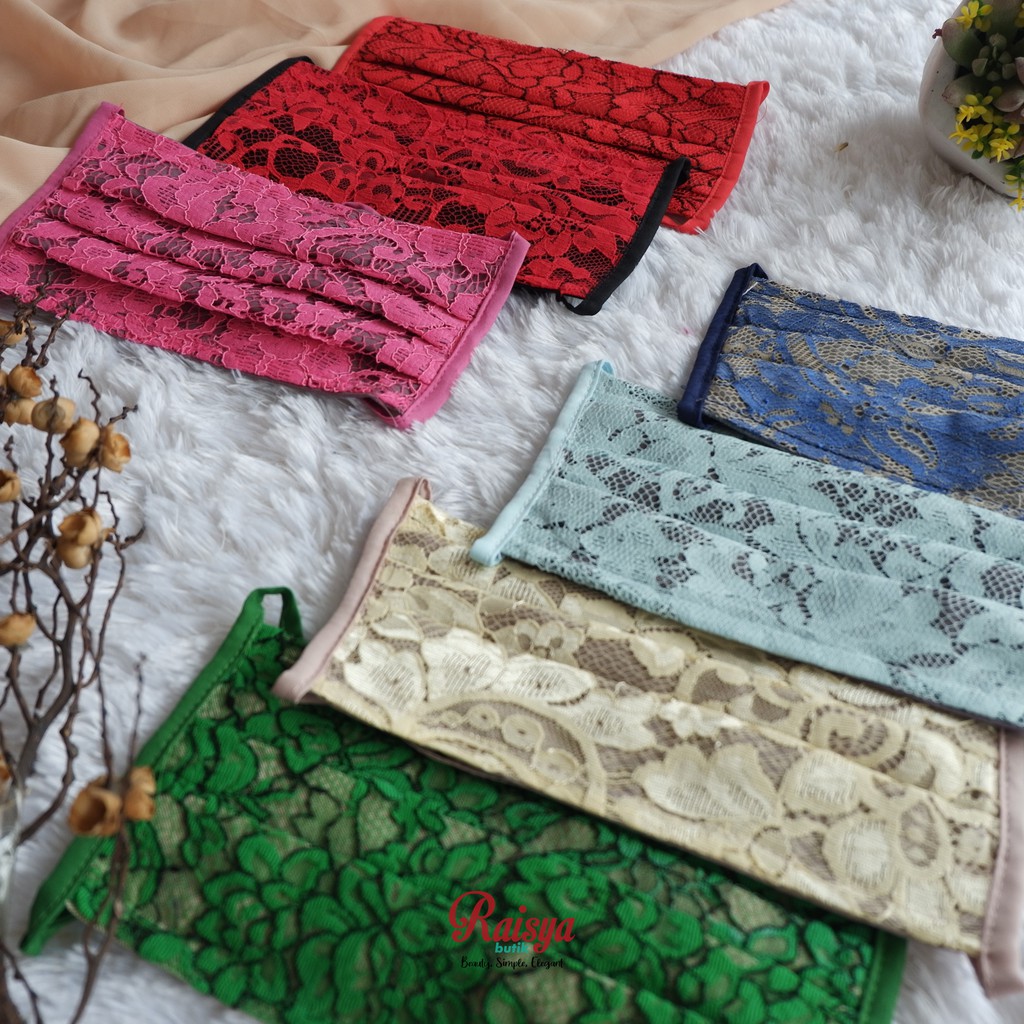 Masker Kain Brokat Hijab 2Ply / Masker Kain Brokat 2Ply