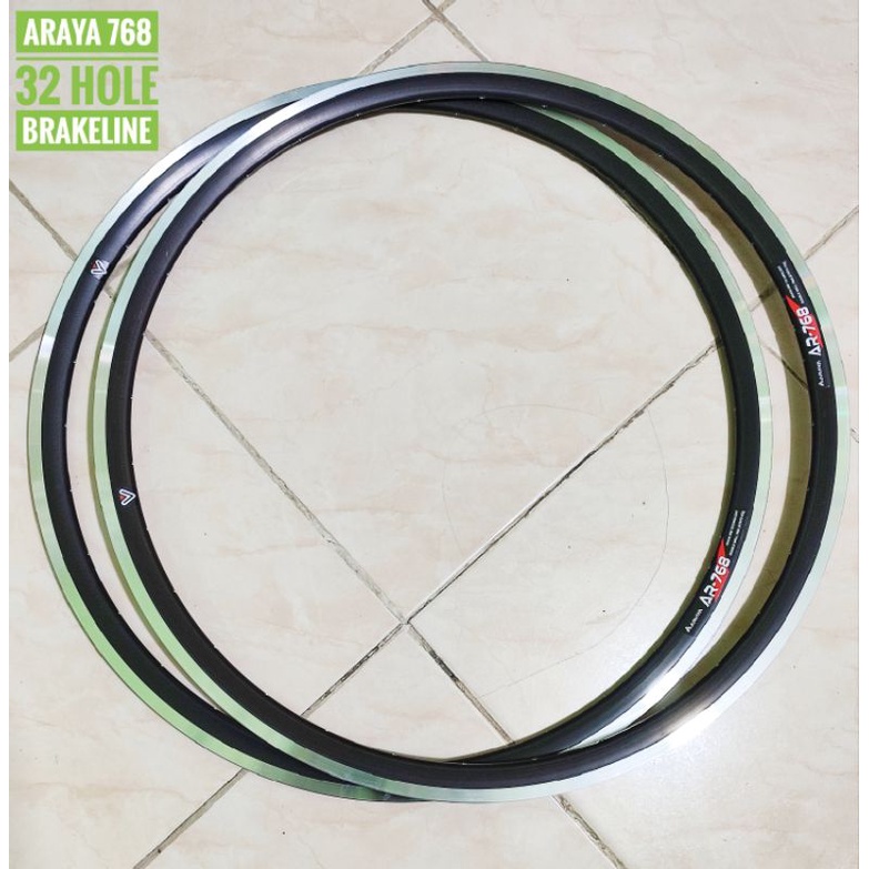 sepasang velg araya ar768 - velg araya 700c brakeline - velg araya 700c 32 hole - velg 700c lubang 3