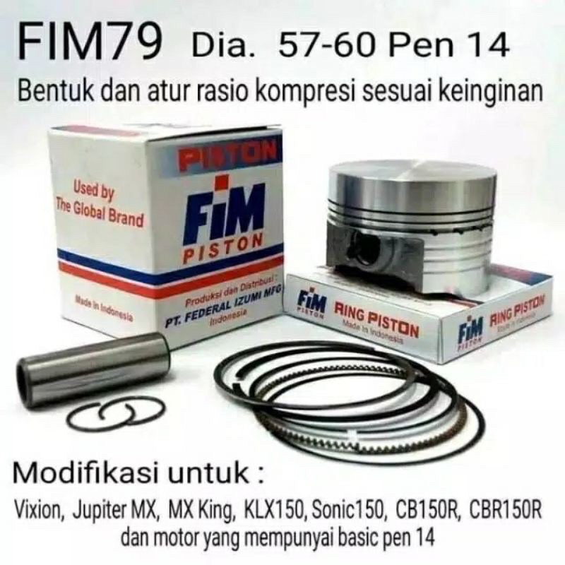 Piston Fim Modifikasi Vixion Jupiter Mx Mx King Sonic 150 CB150R CBR150R KLX Pin14 FIM79