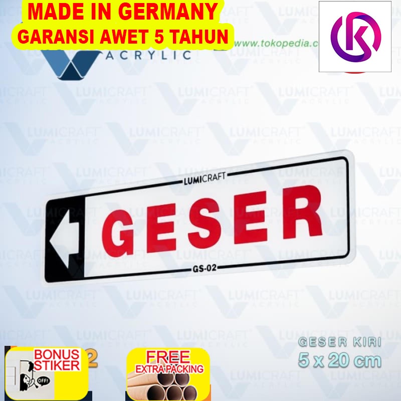 

Promo Geser Kiri Sign Board Acrylic / Lambang Geser Kiri 5 x 20 cm | GS-02