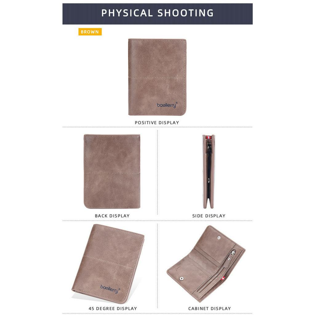 ORIGINAL BAELLERRY D3242 VERTIKAL DOMPET UANG LIPAT MOTIF TEGAK BAHAN KULIT PU KILAT