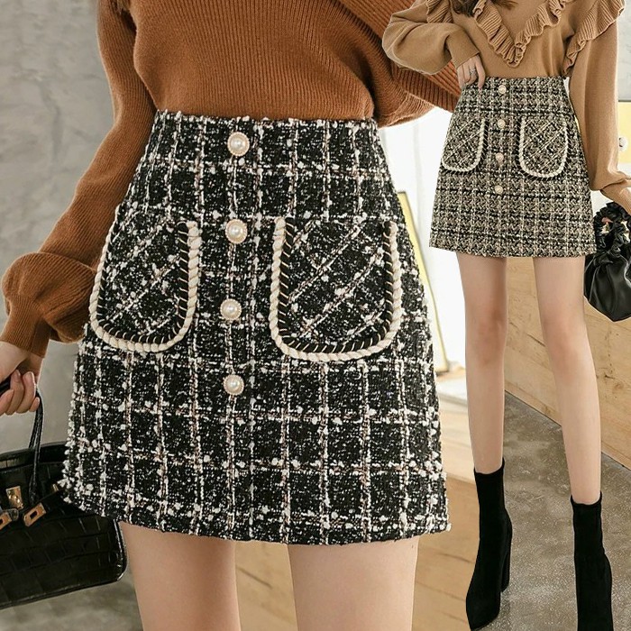 KARAKOREA 9805 Jovanka Tweed Skirt/Rok Mini/Rok Pendek/Rok Pesta/Rok tweed/Rok Korea Skirt