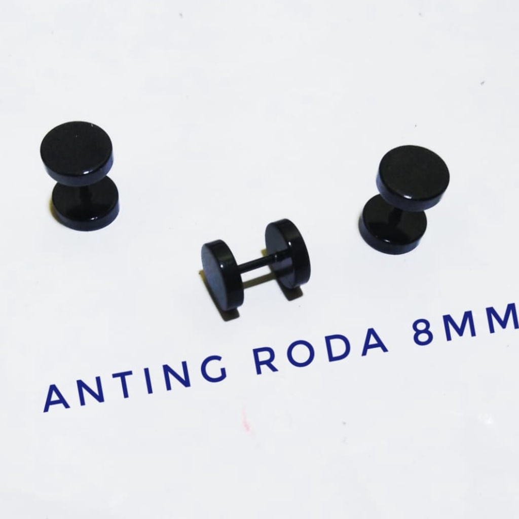 ANTING BARBEL RODA 8 ML HITAM,ANTING RODA HITAM 8 MM