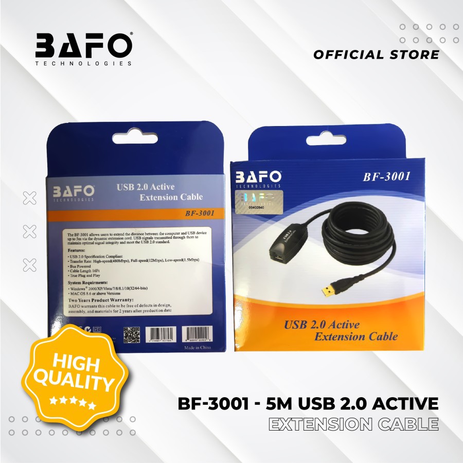 BAFO USB 2.0 Active Extension Cable  5 Meter BF-3001