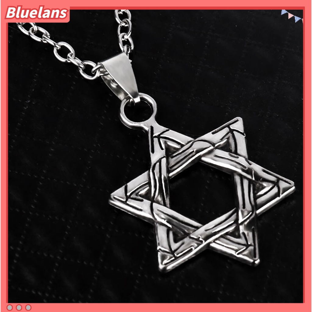 Kalung Liontin Bentuk Bintang Warna Solid Gaya Hip hop Retro Untuk Pria