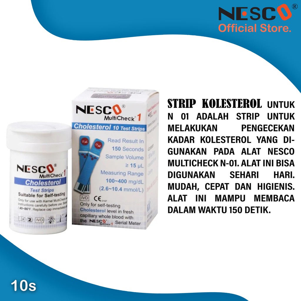 Nesco Strip Cholesterol (10s), Strip untuk cek KOLESTEROL TUBUH 10pcs/btl (Strip Alat N-01)