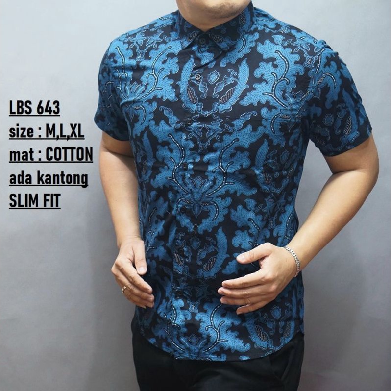 CBS 725 HEM KEMEJA BATIK PRIA SLIM FIT LENGAN PENDEK COLIN DION-LBS643