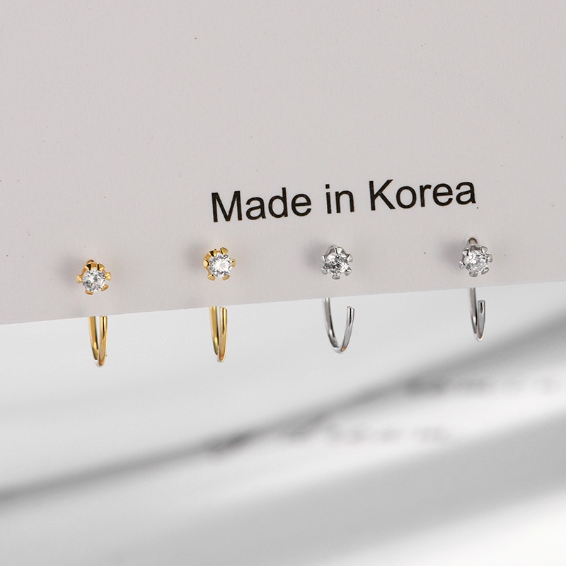 Anting Zircon Bahan S925 Silver Gaya Korea Untuk Wanita