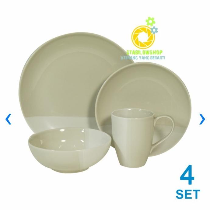 ~~~~~] Delicia piring Perlengkapan Makan set dinner Set 16 Pcs Coupe - cream