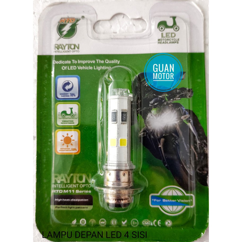 LAMPU DEPAN LED  4 SISI RTD MOTOR BEBEK DAN MATIC