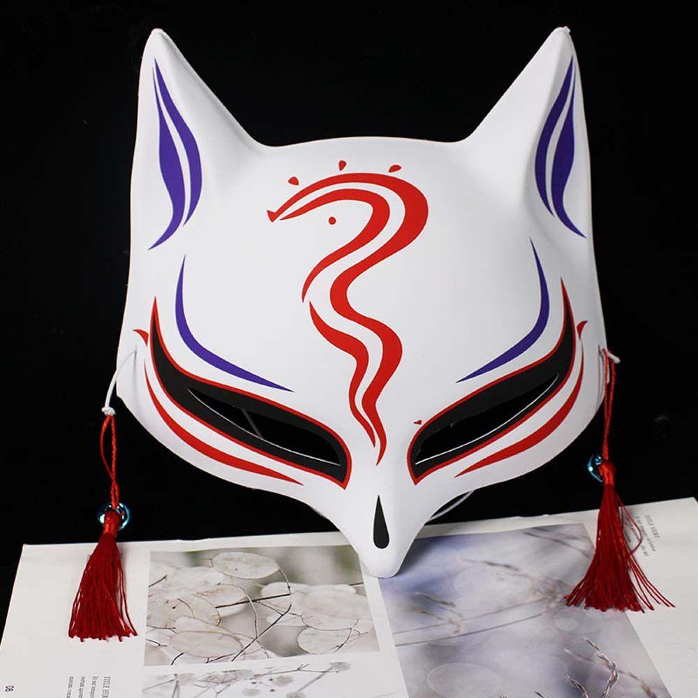 【 ELEGANT 】 Topeng Cosplay Kabuki Topeng Topeng Setengah Wajah Plastik Hiasan Kepala Festival Topeng Kostum Props Pesta