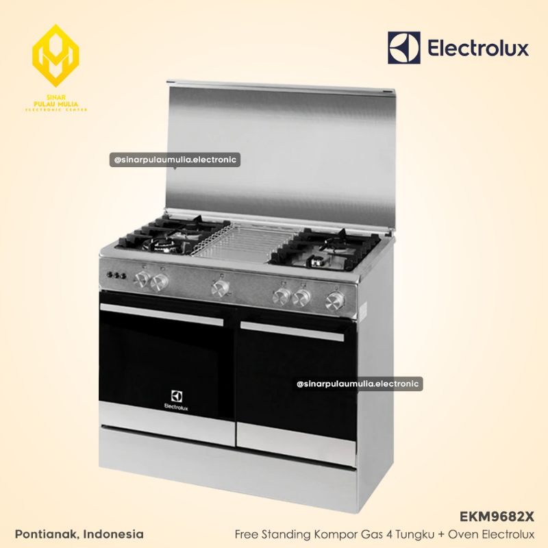 Electrolux Free Standing Kompor Gas Freestanding 90 cm 4 Tungku dan Oven - EKM9682X / EKM 9682 X / EKM 9682X / EKM9682 X