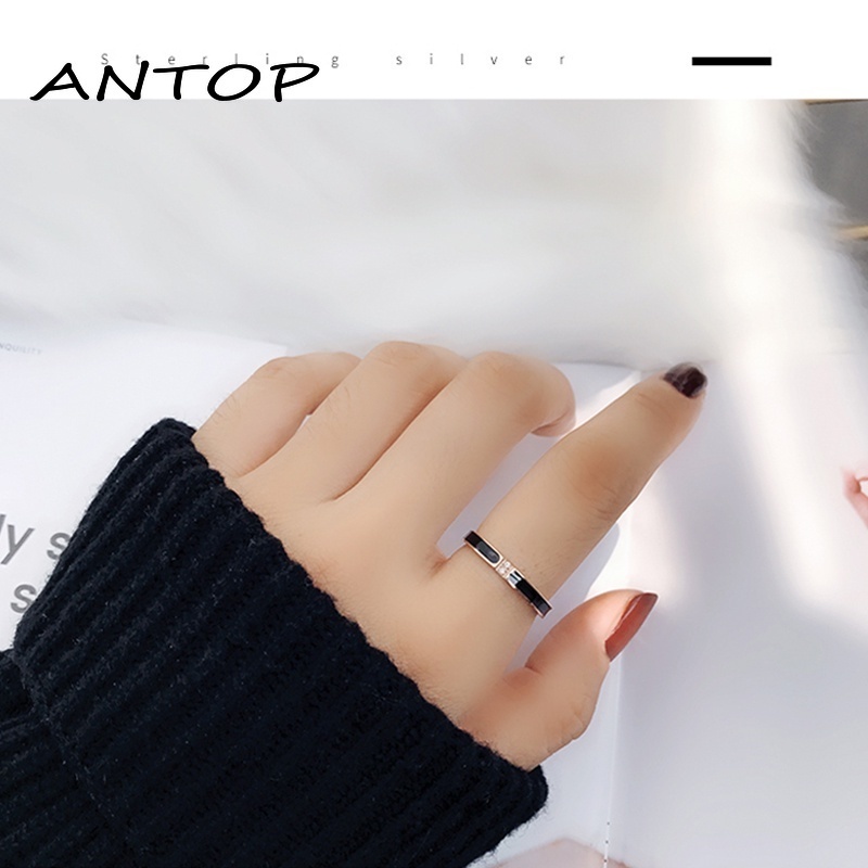 Cincin Korea perak Gaya Punk Cincin titanium Pria Wanita aesthetic keren Silver Ring Jewelry ANTOP