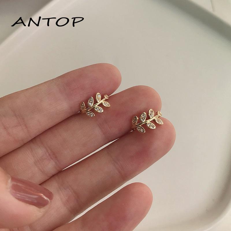 Anting Klip Tanpa Tindik Bentuk Daun Pohon Adjustable