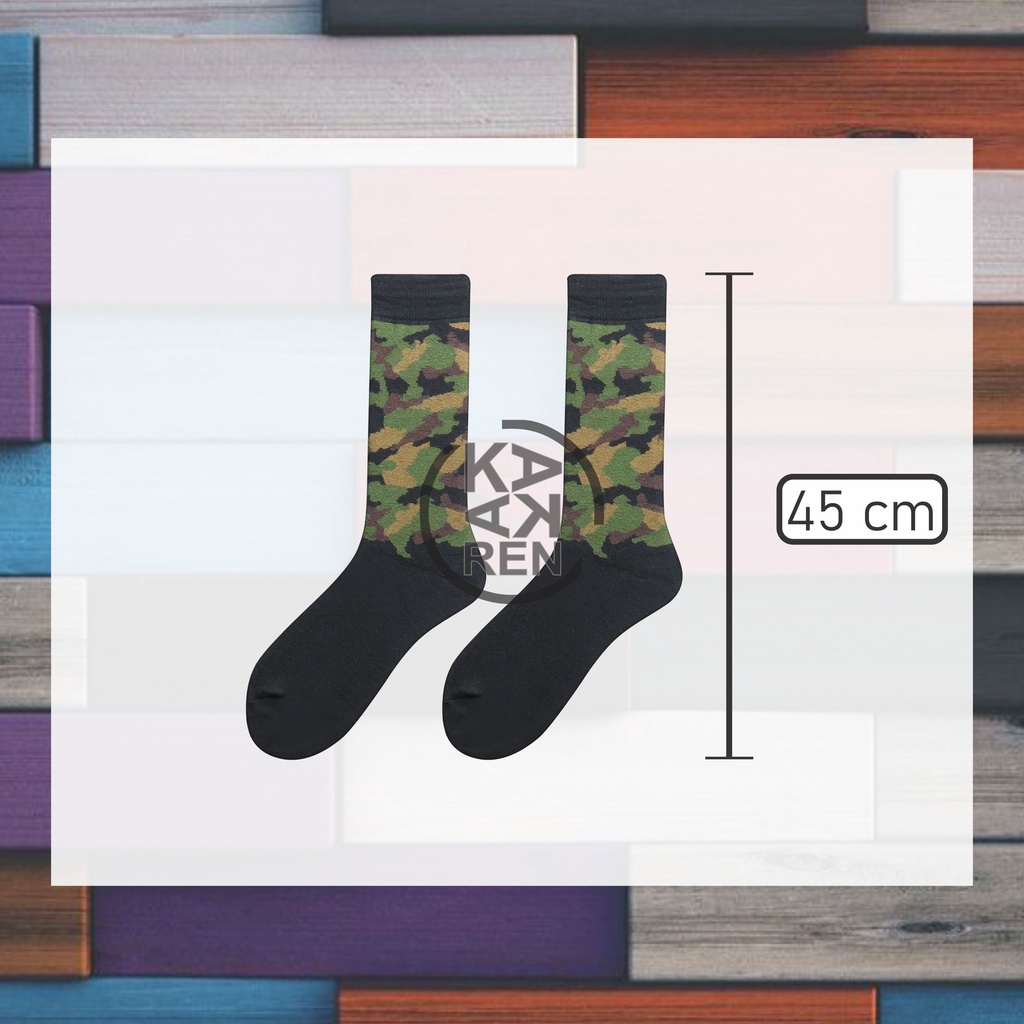 Kakaren Kaos Kaki Pria TNI Polos Hitam Dan Loreng