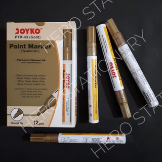 Spidol cat permanen paint marker joyko warna emas gold PTM Spidol cat permanen paint marker joyko warna emas gold PTM