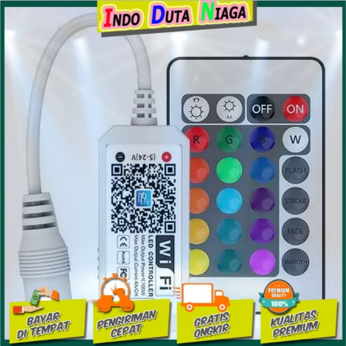 Mini Wifi Controller + 24Key IR Remote Lampu LED RGB