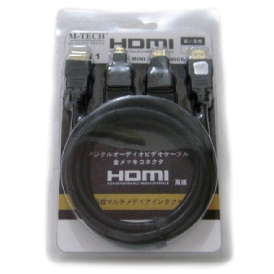 Kabel HDMI 3 In 1 MTECH 1.5m Mini HDMI - Micro HDMI