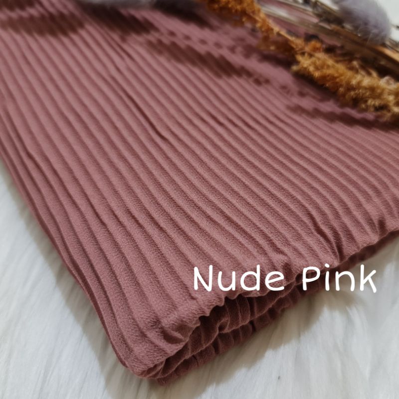 Pashmina Plisket Lidi Full Premium 180X75 CM By Milanda Mode-NudePink