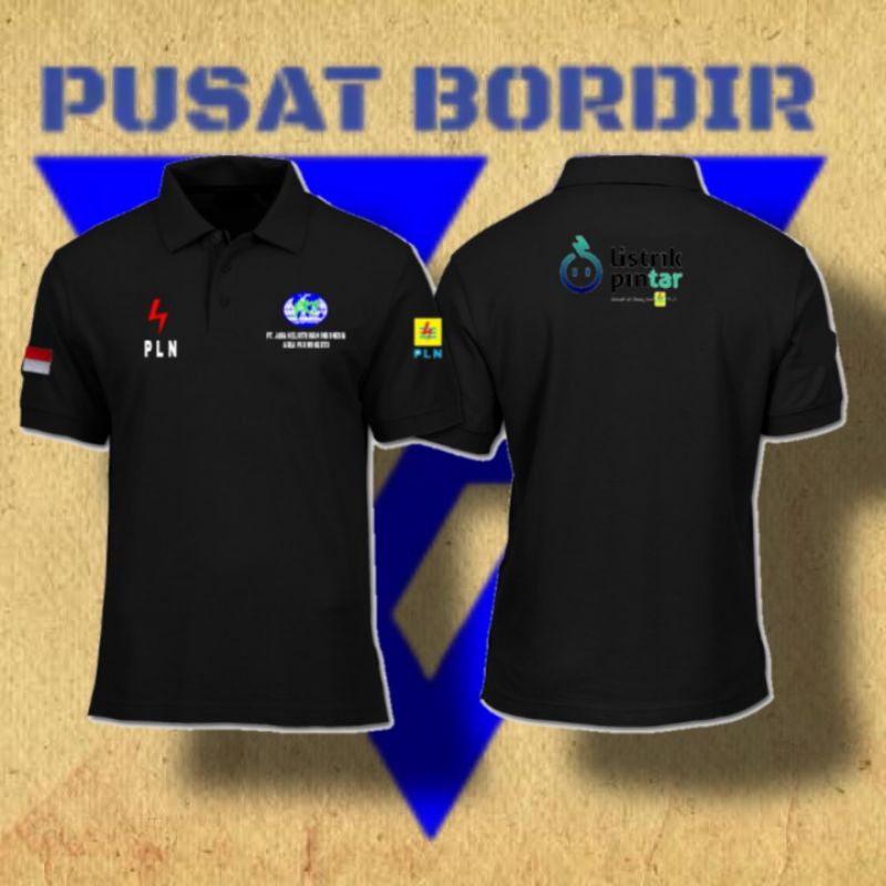 Kaos polo PLN bordir full listrik pintar PT. JLI